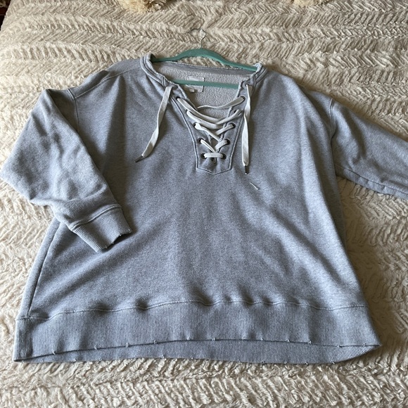 aerie Tops - Aerie lace up sweatshirt gray medium